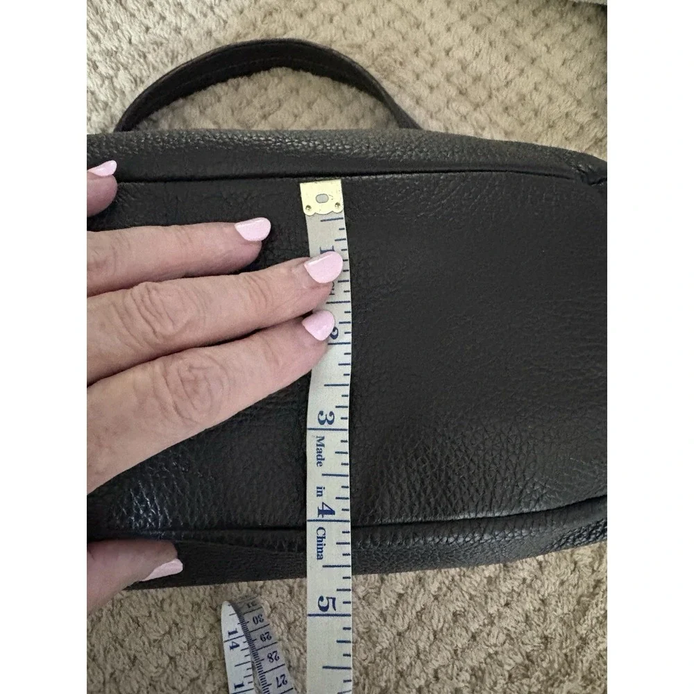 Furla Vintage Y2K Black Leather Slouchy Hobo Bag Silver Ring Logo Flap